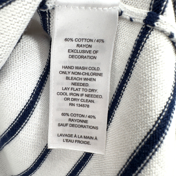 Vineyard Vines Blue White Striped Long Sleeve Crew Neck Pullover Sweater XL 16 - Picture 6 of 8